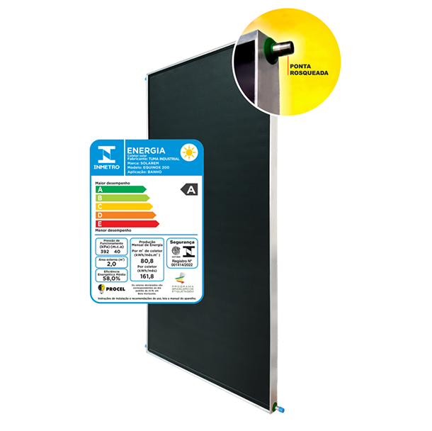 Termolar Aquecimento - Coletor solar EQUINOX 1,80x1,00m